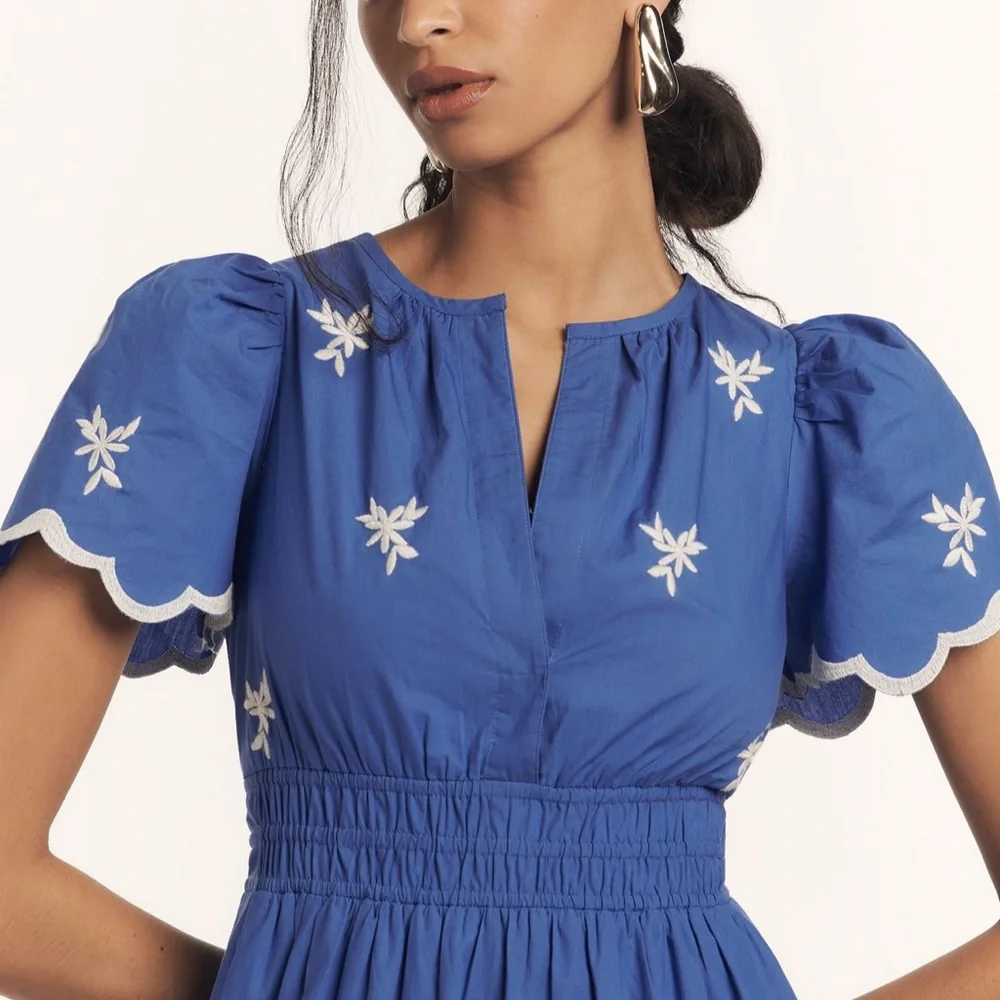 Anthropologie Embroidered Somerset Blue Maxi Dress - Picture 4 of 10